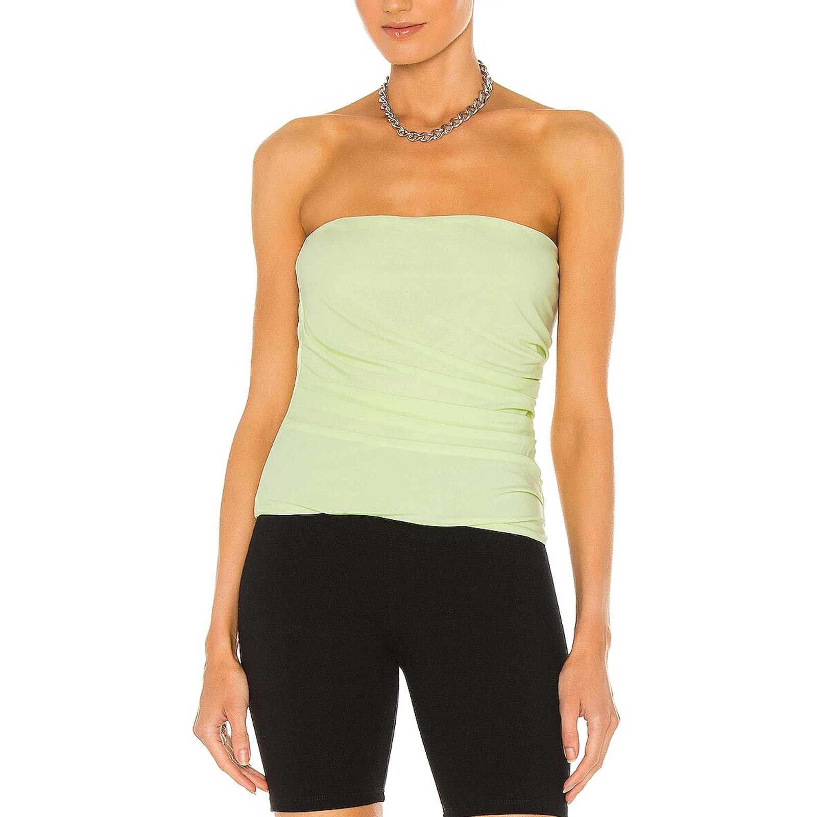 Helmut Lang Ruched Electric Yellow Twist Tube Top Size S